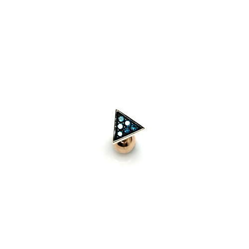 14k Gold 삼각형 블루다이아몬드 피어싱 귀걸이