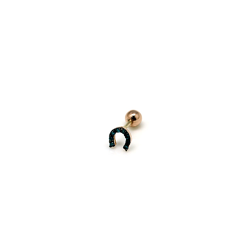 14k Gold 블루다이아 말굽피어싱 귀걸이(낱개가, 편자, 말발굽)